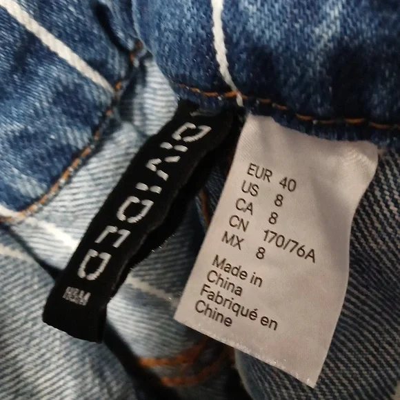 Divided Striped Blue Denim Overall Skirt Women's size 8  80's Utility - Picture 6 of 7